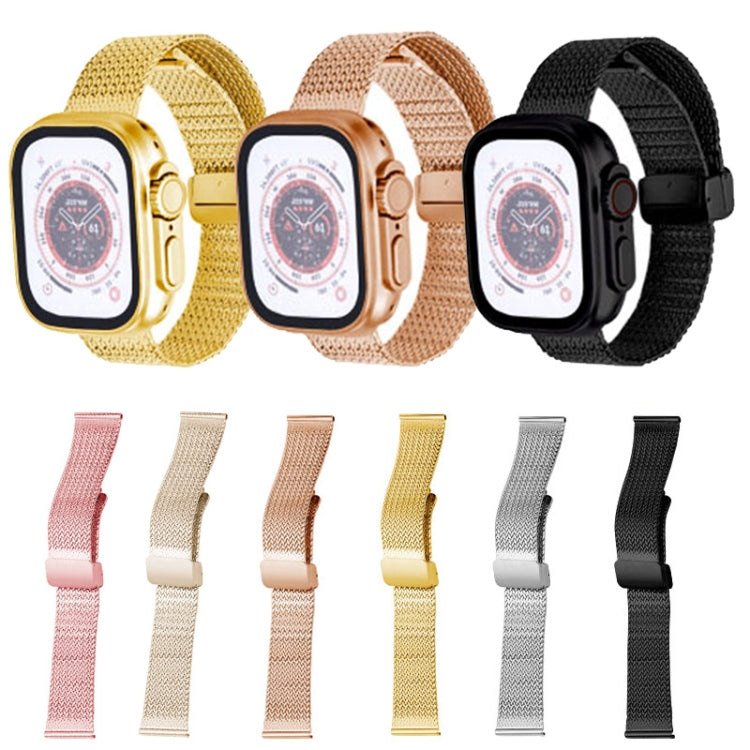 Magnetic Buckle Herringbone Mesh Metal Watch Band, For Apple Watch Series 7 41mm, For Apple Watch Series 7 45mm, For Apple Watc Seriesh 6 40mm, For Apple Watch Series 6 44mm